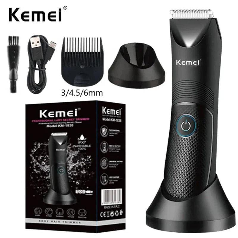 Máquina de Barbear com Luz LED Kemei QSG12