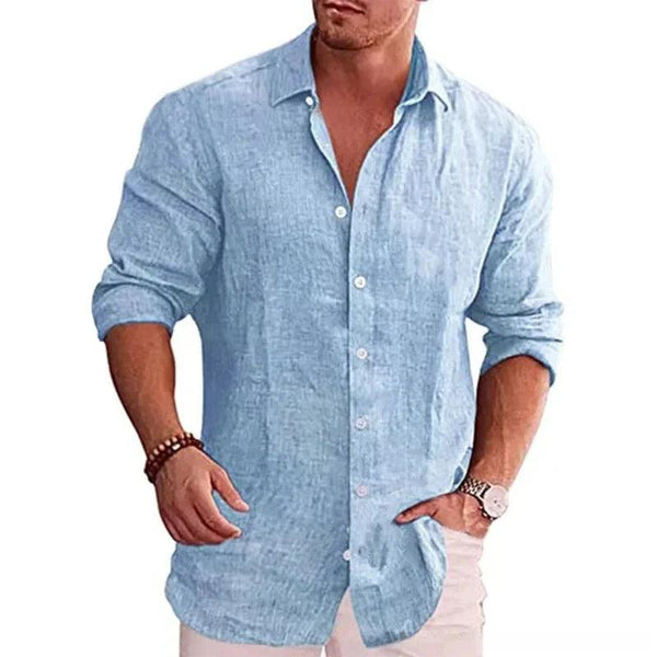 Camisa Masculina de Manga Longa de Linho Santorini